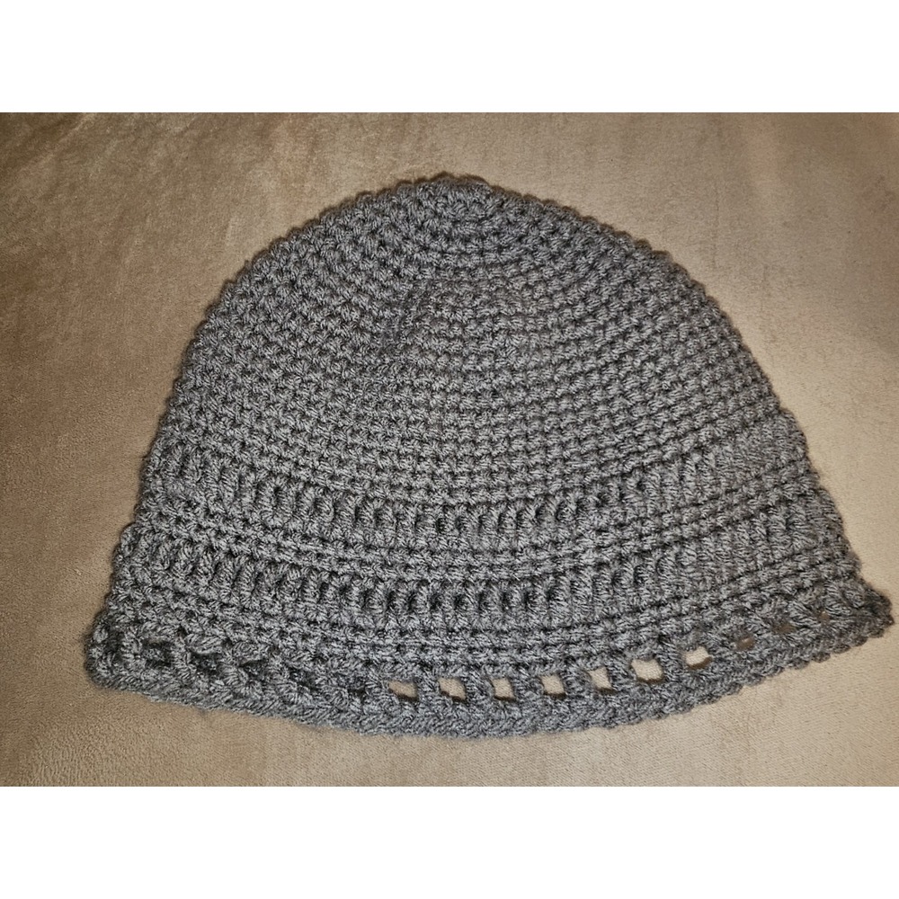 Gray crochet Hat Womens Beanie Handmade Chunky Knit Cap Warm Fall Winter